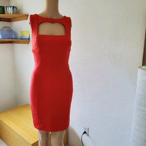 CATHERINE MALANDRINO Red Open Sleeveless Sheath Dress